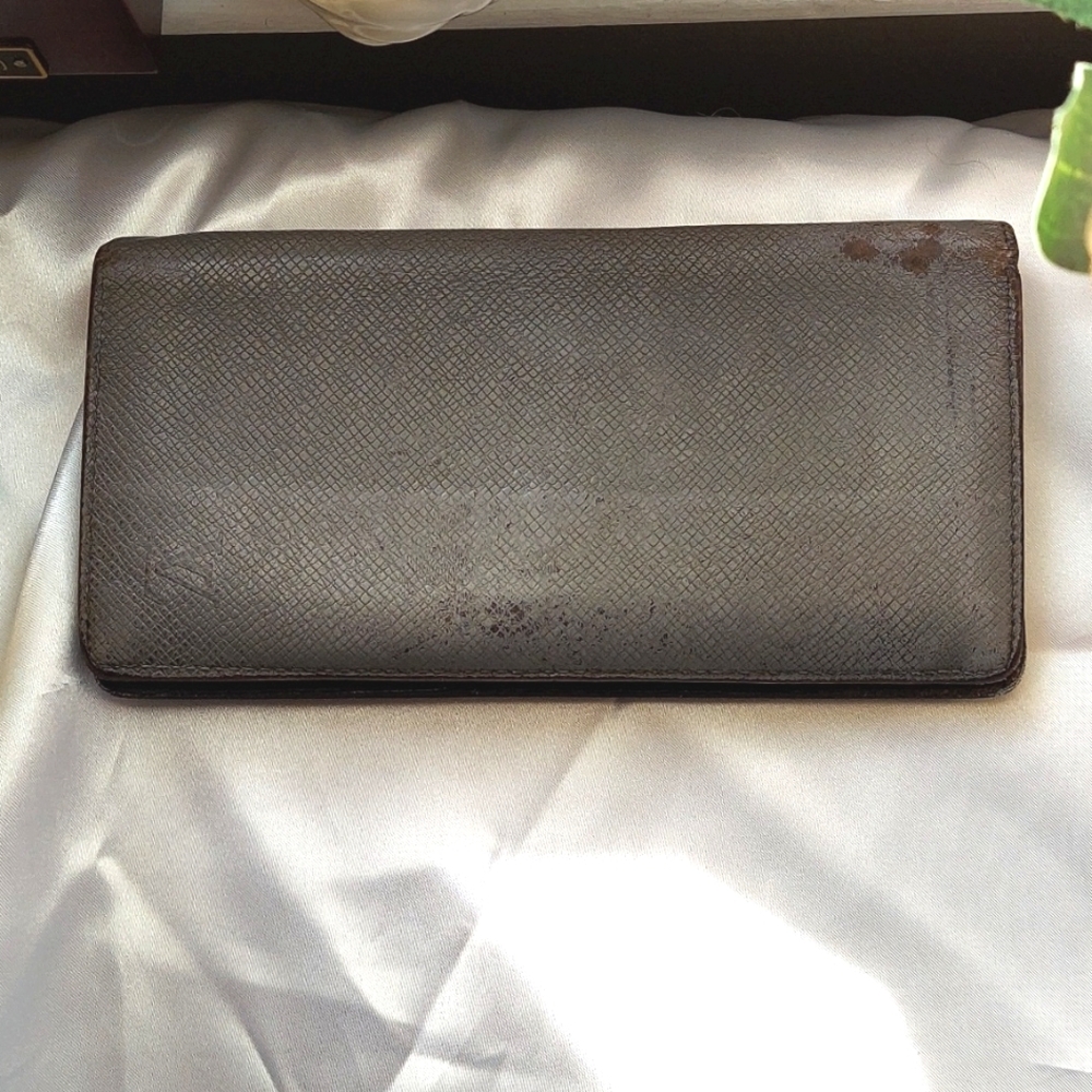 Louis Vuitton Wallet Long Gray Leather grain‎